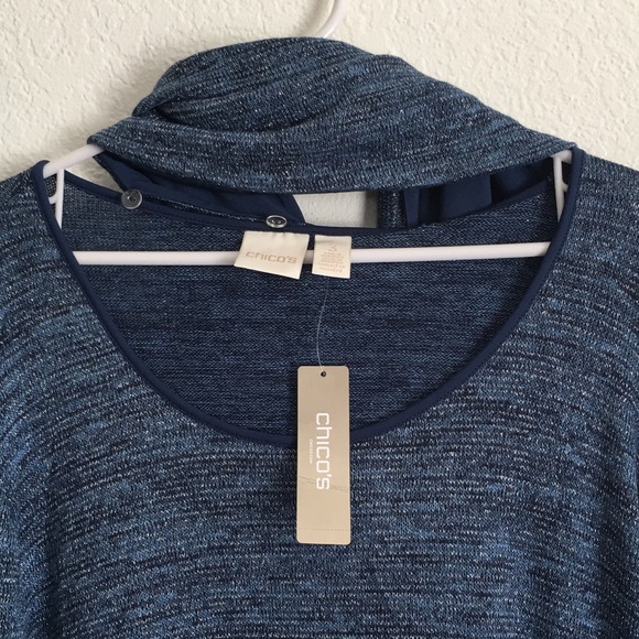 NEW Chico's Detachable Shine Cowl Neck Sweater (BB) - Picture 3 of 8